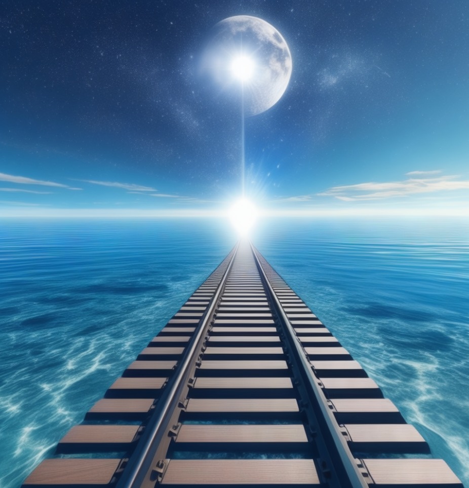 a rail into the ocean